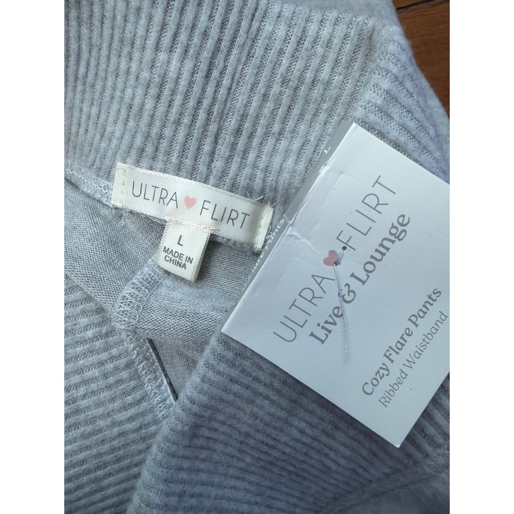 Ultra Flirt Live & Lounge Flare Pants Womens Large Gray Ribbed Waistband NEW - Picture 4 of 9